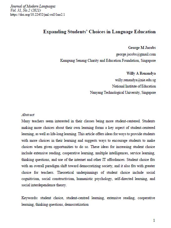 Expanding students' choices in language education